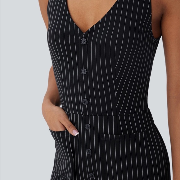 HALARA Black Pinstripe Jumpsuit - Picture 4 of 7